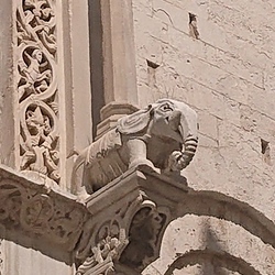 Elefantenfigur an der Fassade der Kathedrale